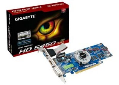 GigaByte GV-R545-1GI  PCI-E ATI Radeon HD 5450 1GB GDDR3 64bit 40nm 650/1100MHz DVI(HDCP)/
